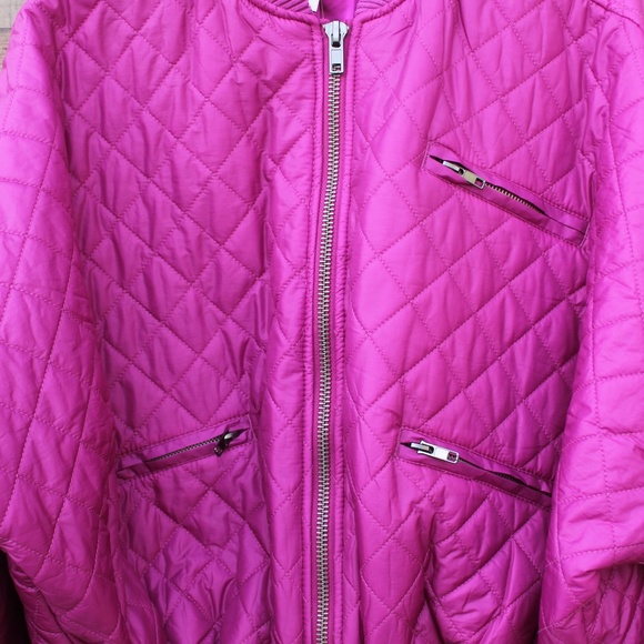 SOLD Free People Quilted Pink Bomber Jacket Zip - Picture 4 of 8